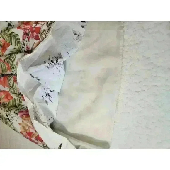 Talbots Linen Skirt Womens 6 Petite Floral Pleated Lined White Red Office Casual - Picture 5 of 15